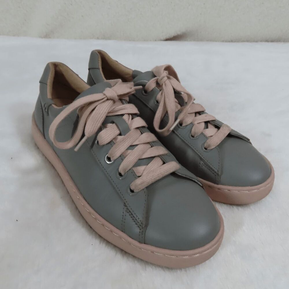 Vionic Pro Grey/Pink Leather Mahoney Mable Pro Work Casual Sneaker 7.5